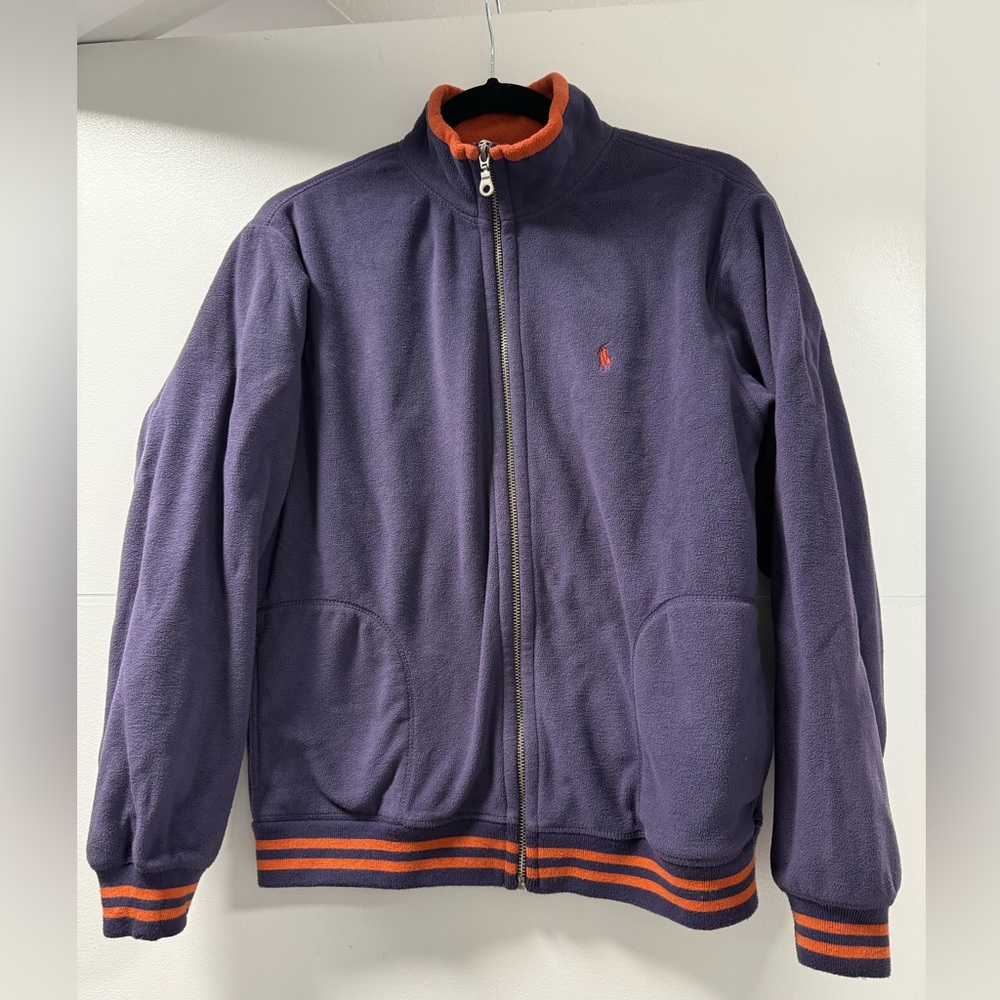 Polo RL - Vintage Purple Fleece Jacket with Orange Accents